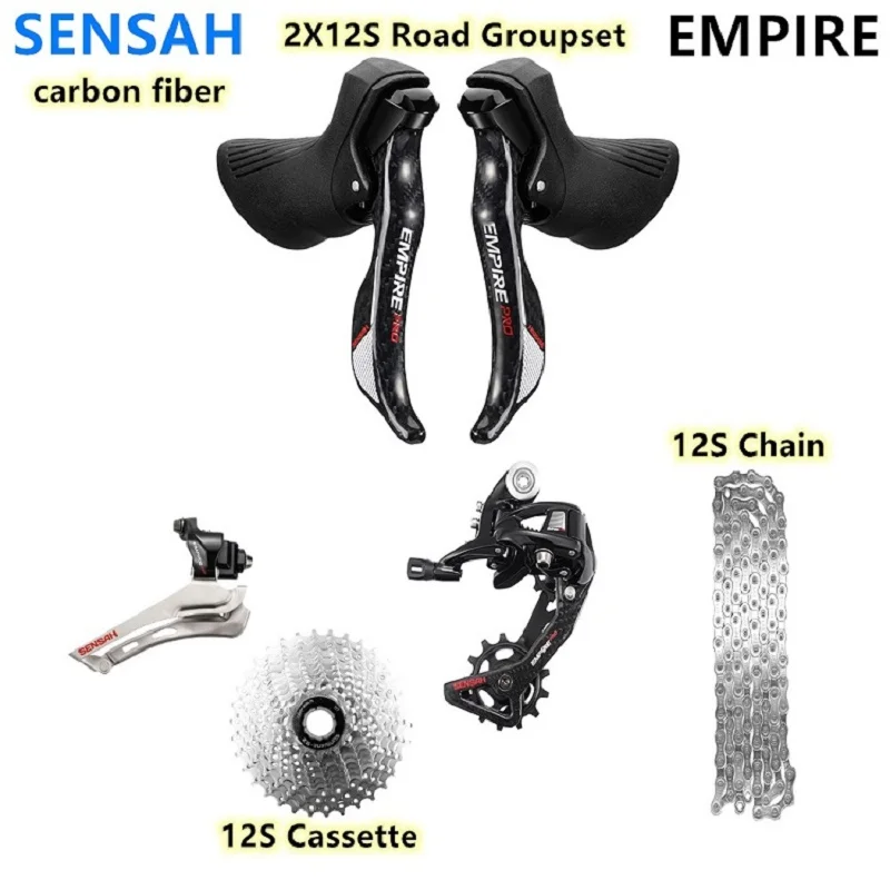 SENSAH EMPIRE PRO 2x12 Speed 24s Road Groupset carbon fiber Shifter Lever Rear Derailleur YBN X12 chain 170/175MM Crankset