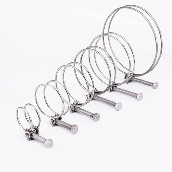 

5pcs 11-85mm Double Wire Water Hose Clamp Adjust Pipe Clip SS304 Stainless Steel Tube Pipe Hoop Plumbing Fixture