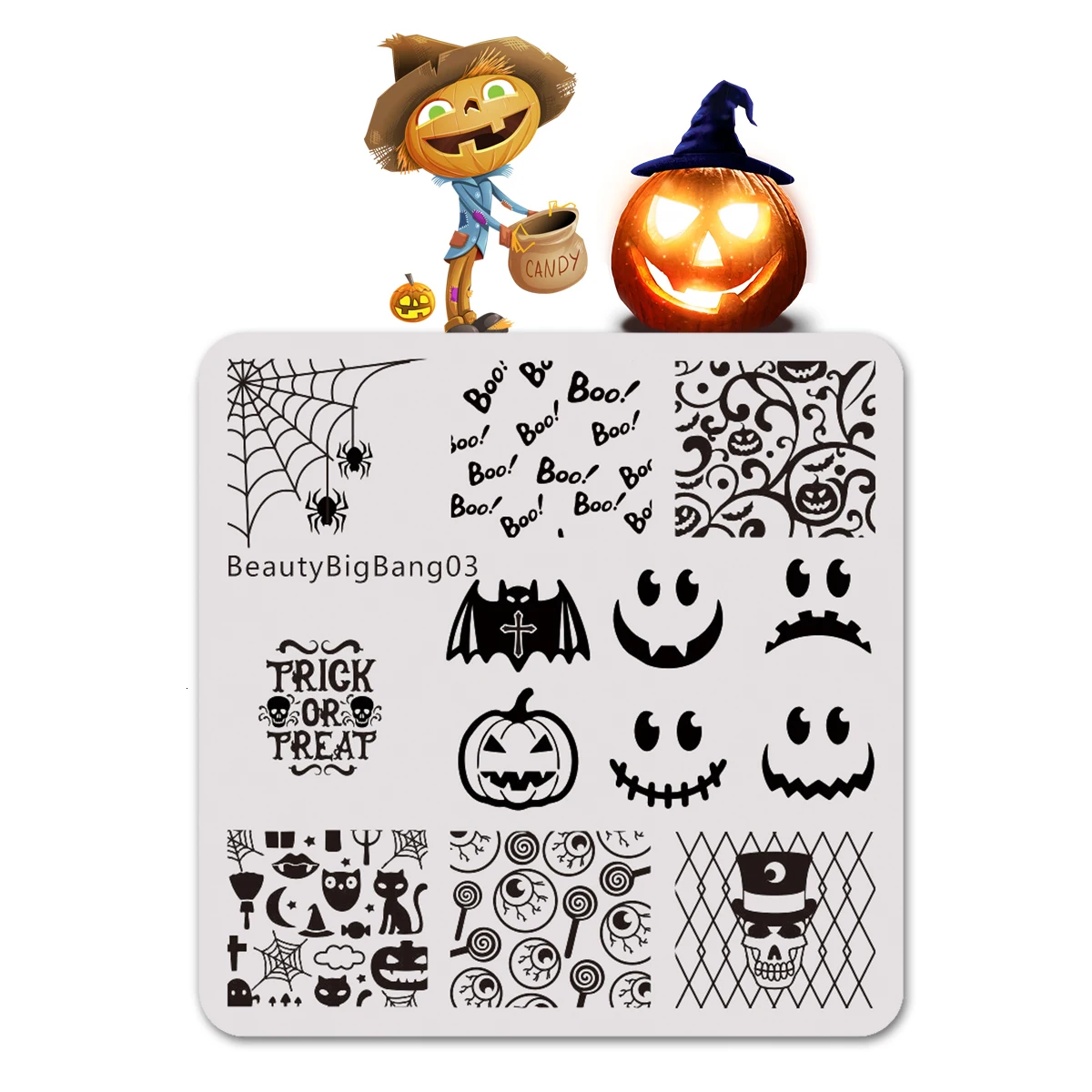 BEAUTYBIGBANG 6*6 см квадратный Хэллоуин пластины для штамповки ногтей призрак тема изображения маникюрный шаблон гвозди инструмент