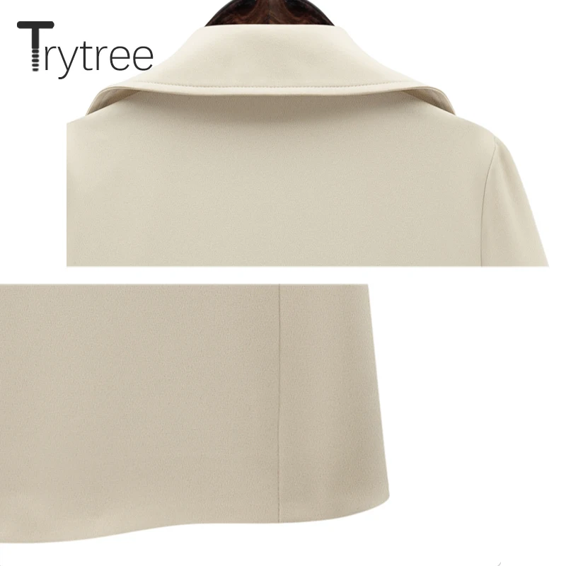 Trytree осень зима повседневное женское платье с отложным воротником двубортное с карманами свободное модное одноцветное 3 цвета офисное женское платье