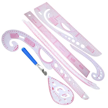 

7pcs Plastic Multi Function Curve Ruler Mayitr Drawing Line Straight Sewing Clothing Tool Design Rulers For Pattern Making