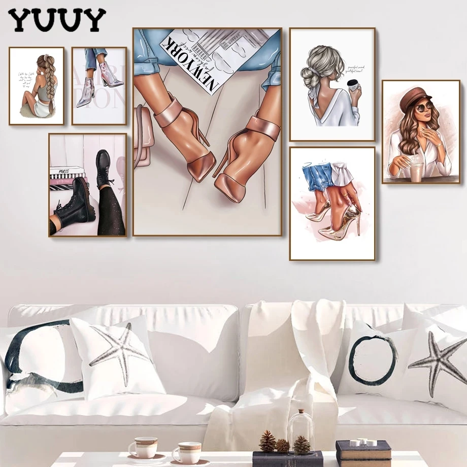 Makeup Poster Fashion High Heels Canvas Painting Art Print Salon Beauty Decoration Artwork Wall Picture Girl Bedroom Decor | Дом и сад
