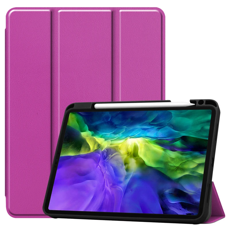 

Business Smart Cover For iPad Pro 11 2020 Folding PU Leather Soft TPU Flip Stand Back Cover with Pencil Holder