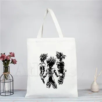 

Dragon Ball Z Ladies Handbags Cloth Canvas Tote Bag Shopping Travel Women Eco Reusable Shoulder Shopper Bags Bolsas De Tela