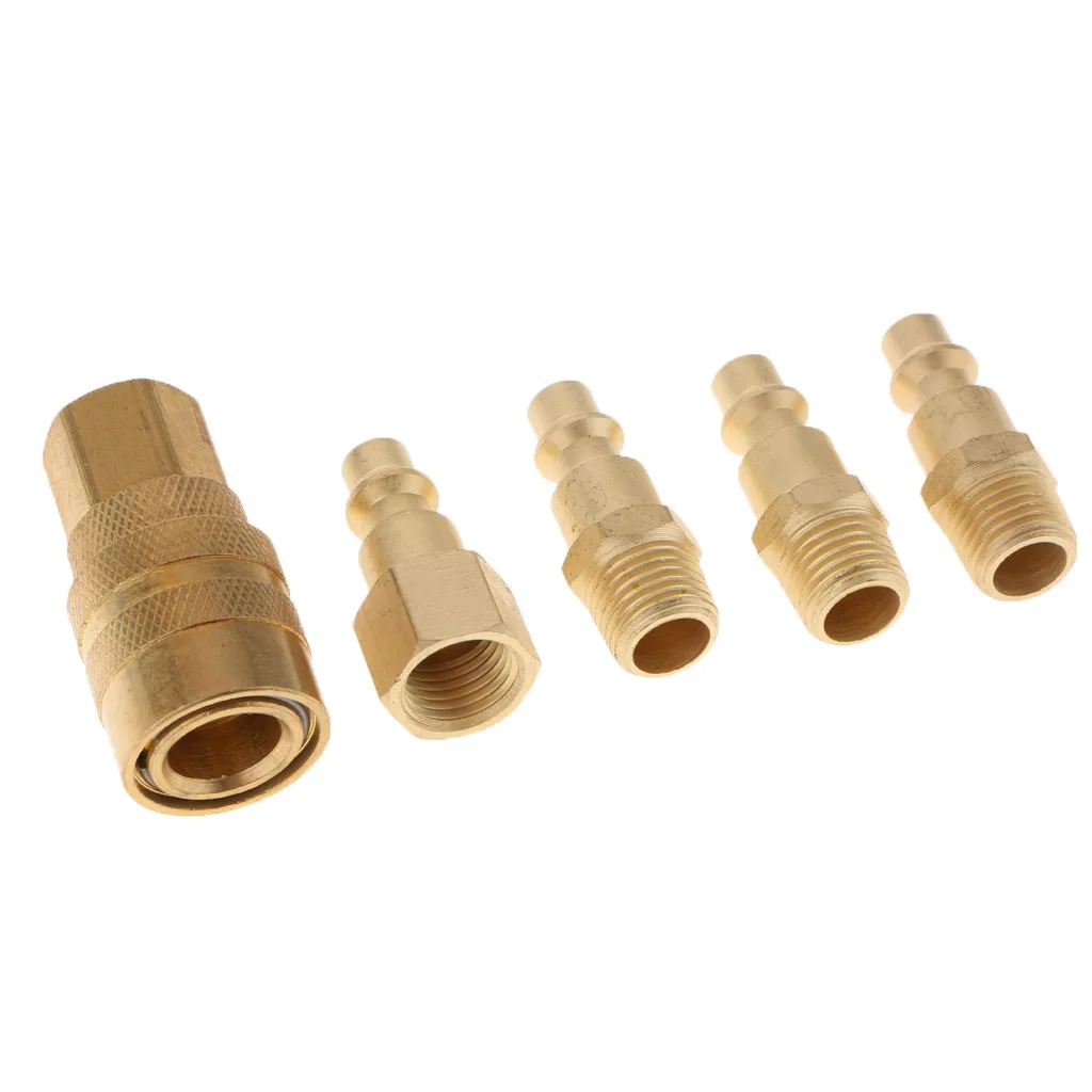 5 Pieces 1/4'' NPT Air Tool Couplers With Adapter Quick Release Fittings
