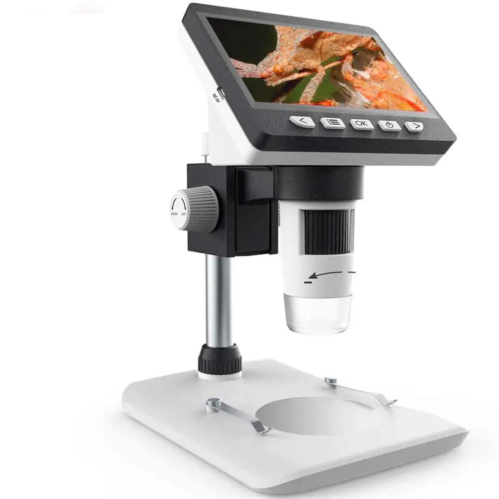 

LCD Digital Microscope with 4.3 inch 50X-1000X Magnification Zoom HD 1080P 2 Megapixels Compound 2600 mAh Battery USB Microscope
