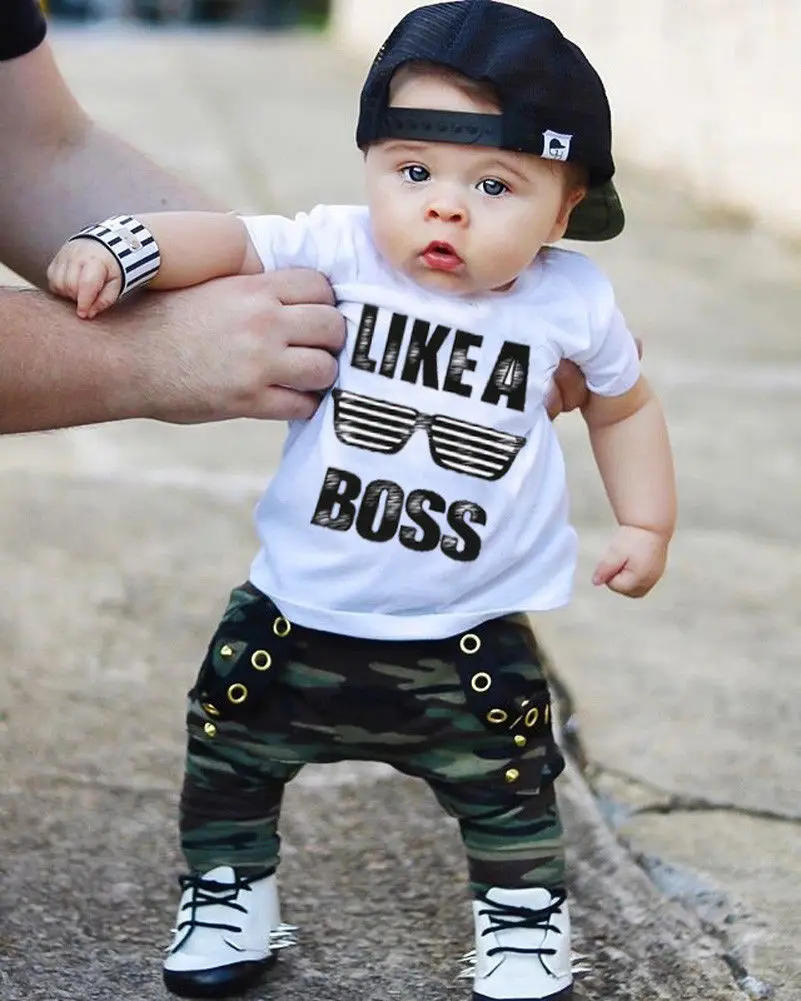 2 шт. с надписью «Like a boss» футболка с коротким рукавом и украшены заклепками, штаны для детей ясельного возраста и для малышей, одежда для мальчиков
