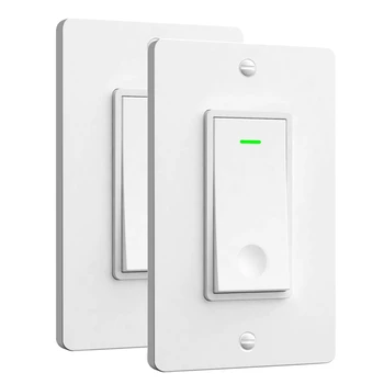 

2 Pack Smart Light Switch, Neutral Wire Needed, Single Pole, 2.4Ghz Wi-Fi Light Switch, for Alexa, Google Assistant and IFTTT, S