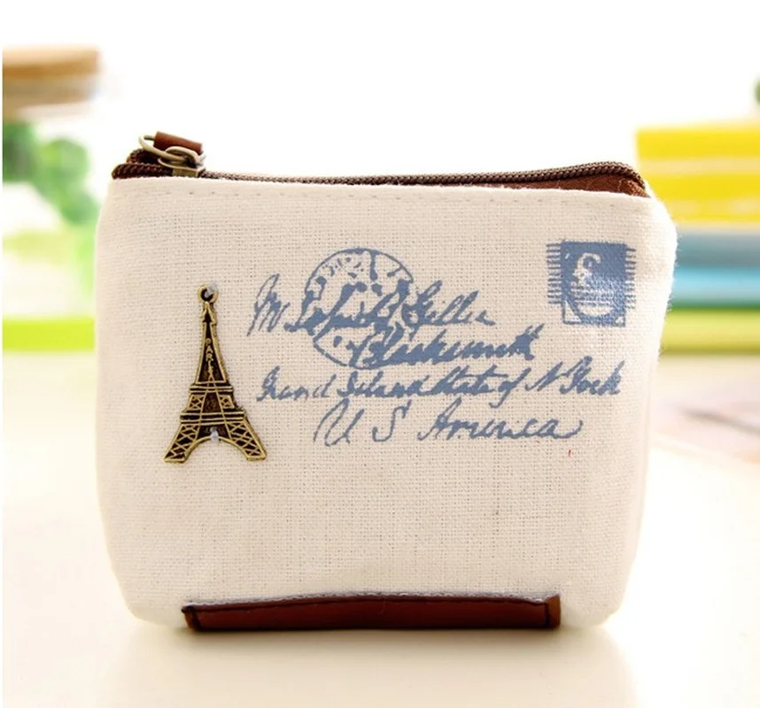 Retro Letter Printing Coin Purse Women Mini Canvas Card Holder Small Wallet Pouch Daily Storage Bag Shell-shaped Mini Wallet