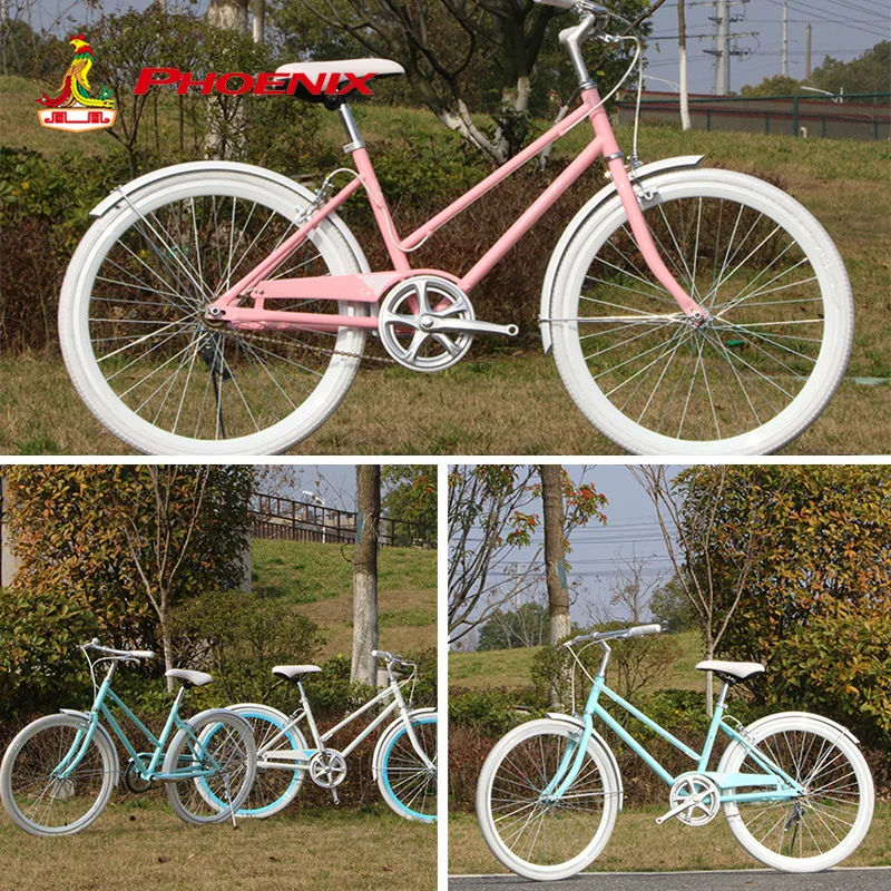 US $528.56 Phoenix 24 Women Bicycle  Adult City  Aluminum alloy Handlebar Bike Single Speed High Carbon Steel Frame Bicycle For Woman