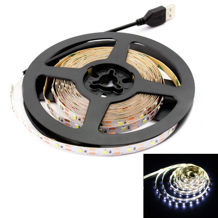 

DC USB Strip Led 5V light SMD 2835 5M Not Waterproof Warm White USB TV Backlight Christmas 5V Led Cable Strip Lamp Tape Diode