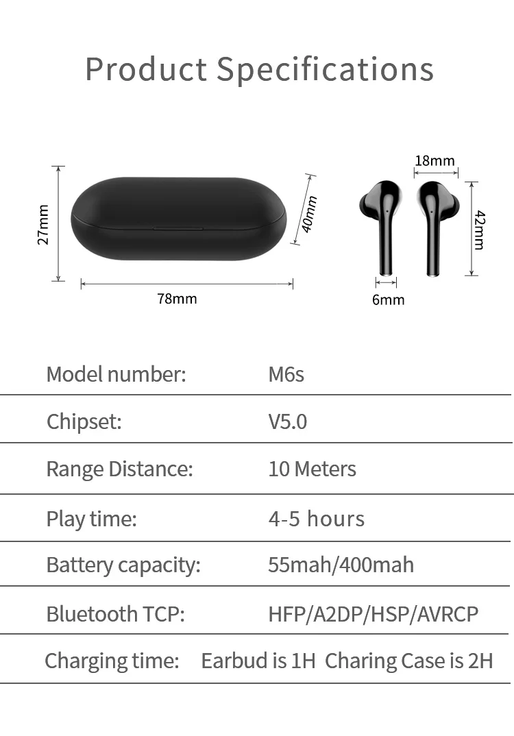 TWS V5.0 Bluetooth наушники с сенсорным управлением спортивная Гарнитура истинный беспроводной Бас Звук Наушники для iPhone samsung Xiaomi huawei