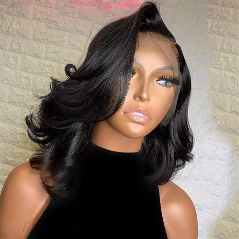 Perucas de Cabelo Humano da Parte Dianteira do Laço da Onda do Corpo com Cabelo do Bebê Dianteira do Laço Peruca de Cabelo para Preto Peruca Preto Natural Malásia 13x6 4 High Quality Apliques e perucas