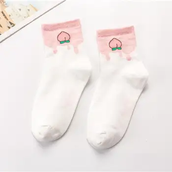 

Women's Cartoon Cotton Socks Fruit cotton tube female peach banana milk pattern socks High quality cotton cute Socks Calcetines