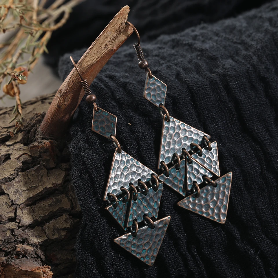 Геометрические boho большие винтажные антикварные зеленые модные серьги 2019