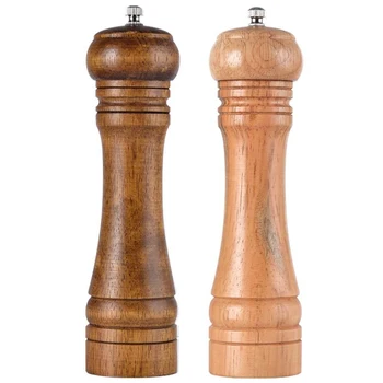 

Salt and Pepper Grinders,Oak Wooden Salt and Pepper Mills Shakers Ceramic Rotor with Strong Adjustable Coarseness[Set of 2]
