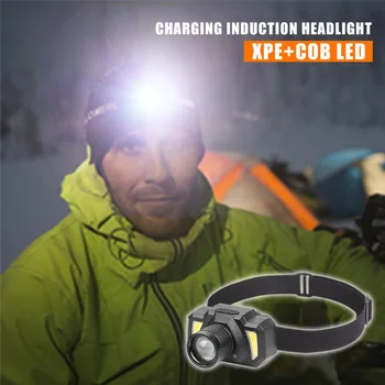 

XPE COB LED 200LM Telescopic Zoom Sensor Headlight Outdoor Camping Torch Light for Outdoor Camping Night Fishing