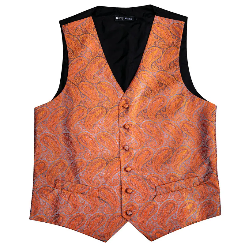 Barry Wang Paisley Print Vest Red Vest Men's Paisley Suit Vest Tie