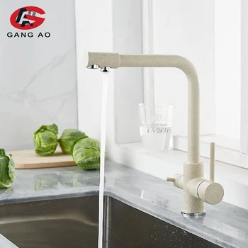 

Kitchen Filtered Faucet balck with Dot Brass Purifier Faucet Dual Sprayer Drinking Water Tap Vessel Sink Mixer Tap Torneir
