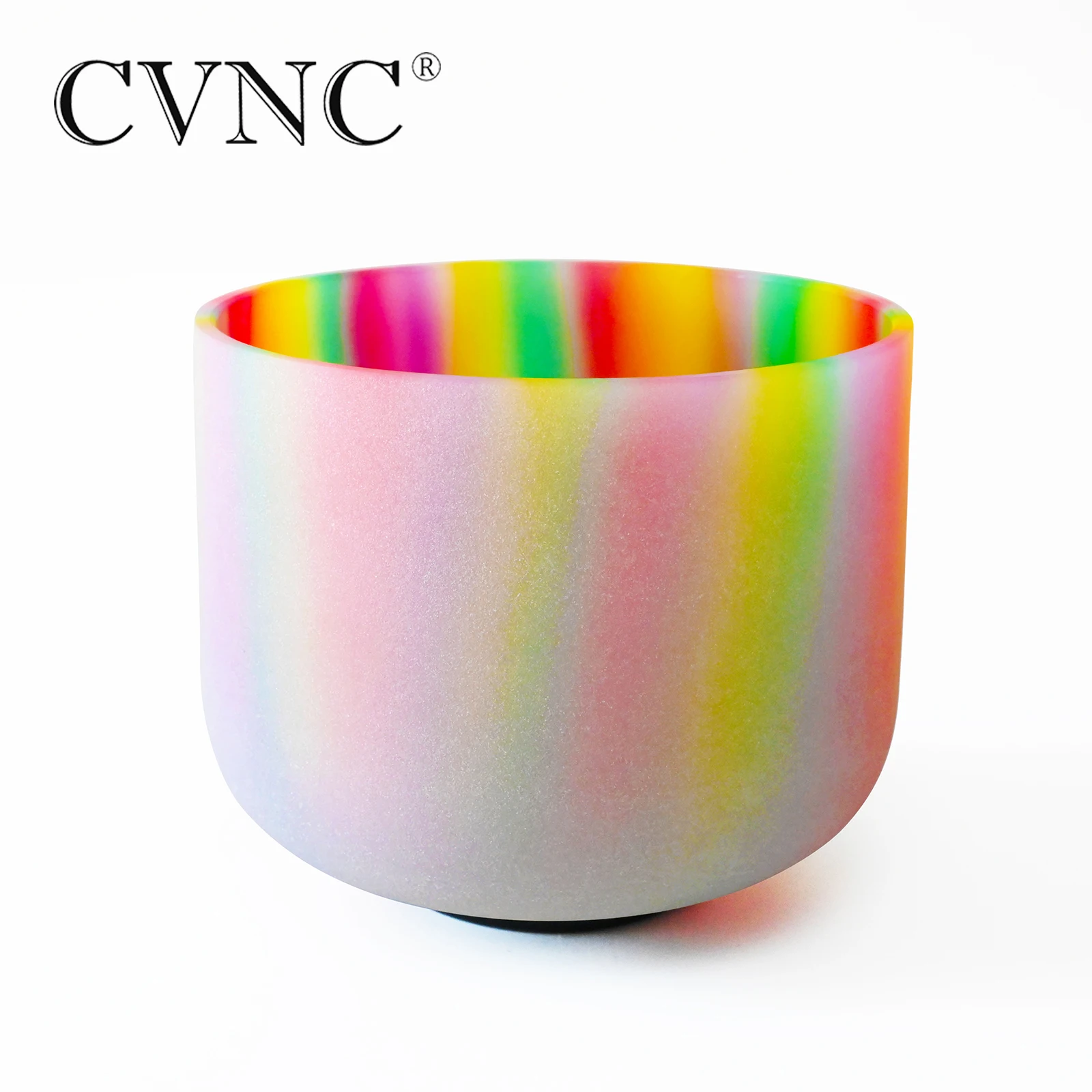 

CVNC 8" Note C Root Chakra Rainbow Colored Frosted Quartz Crystal Singing Bowl 432Hz