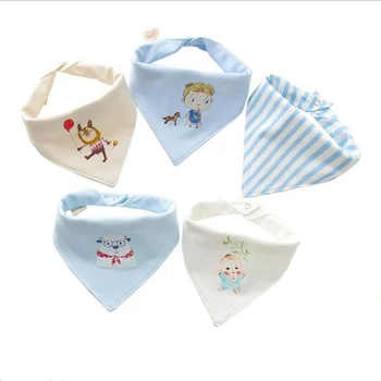 

Baby triangle towel saliva towel cotton baby bib double button newborn child turban bib five loaded