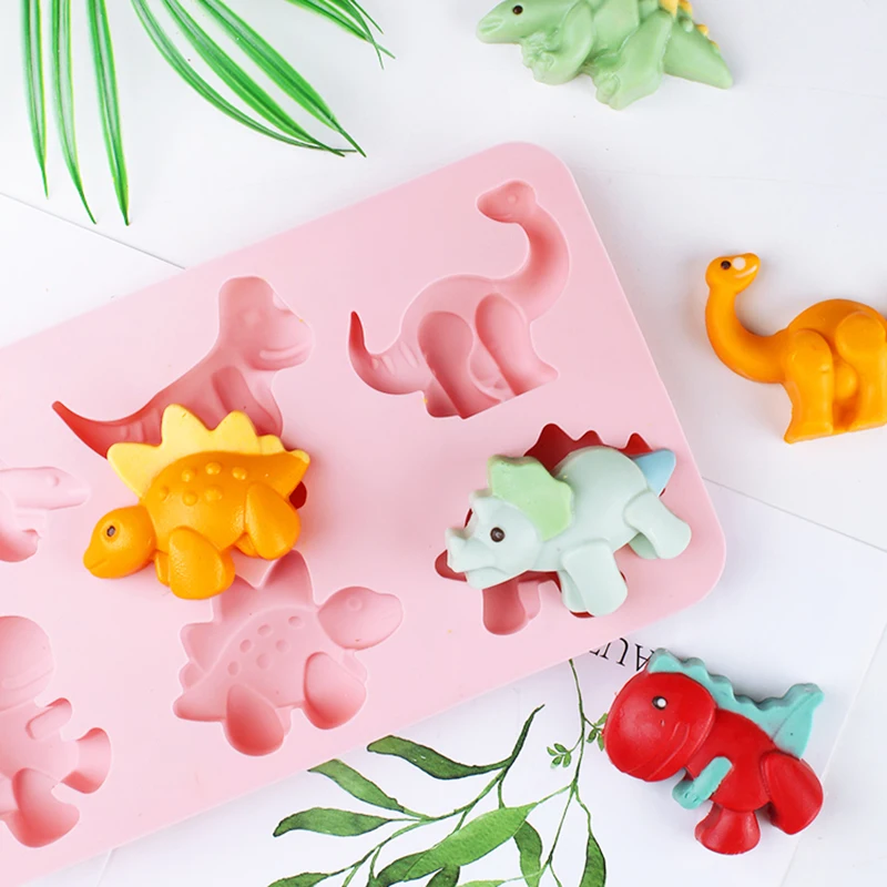 NEW Silicone 6 Cups Different Dinosaurs Shape Cake Mold DIY Baking Tool 