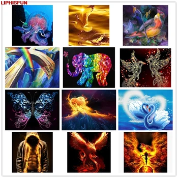 

LIPHISFUN Handmade Cross Stitch Embroidery Diamond Painting Full Drill Home Decor Square/round animal swan fire bird