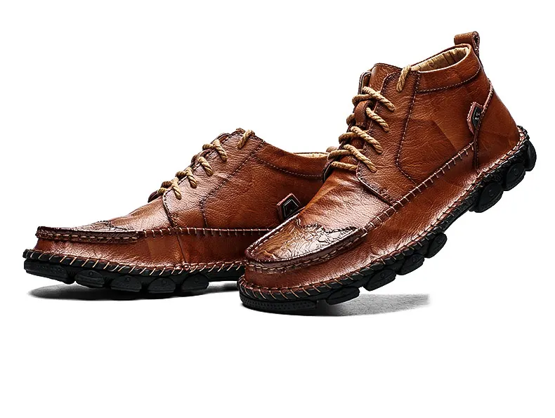 Модная мужская обувь; удобные повседневные кожаные ботильоны; Мужская зимняя рабочая обувь высокого качества на шнуровке; Мужская обувь; большие размеры