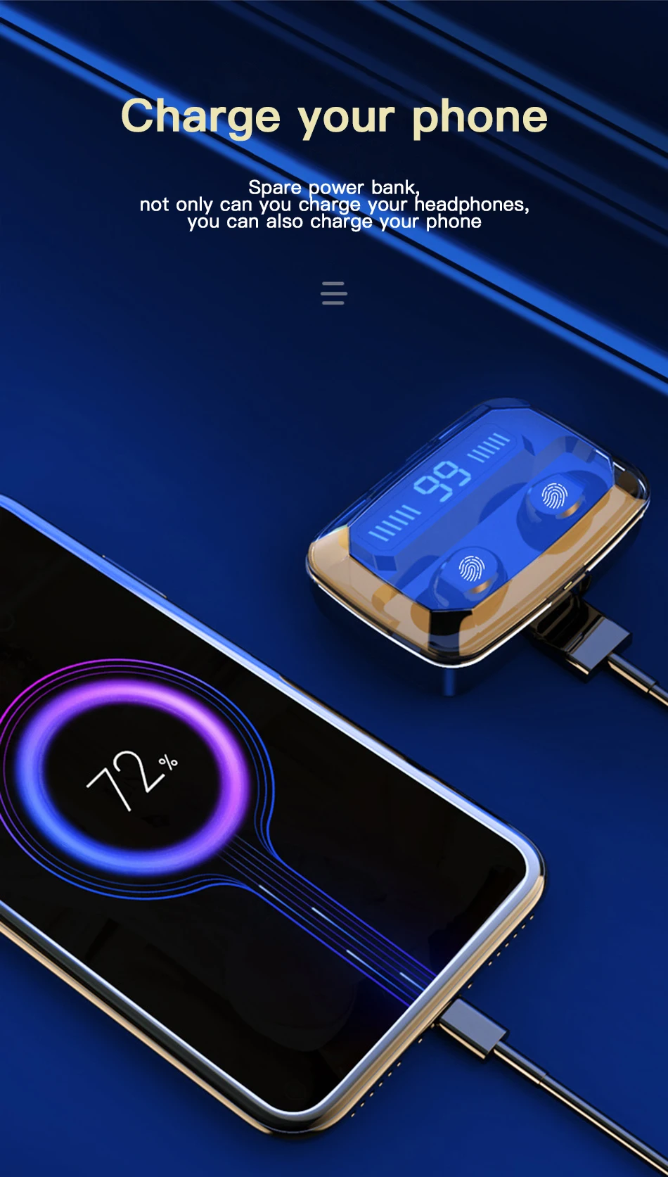 !ACCEZZ LED Display TWS Bluetooth5.0 Earphone HIFI Stereo Touch Control Headset With Charging Box Extal Power Bank Charger Phone (8)
