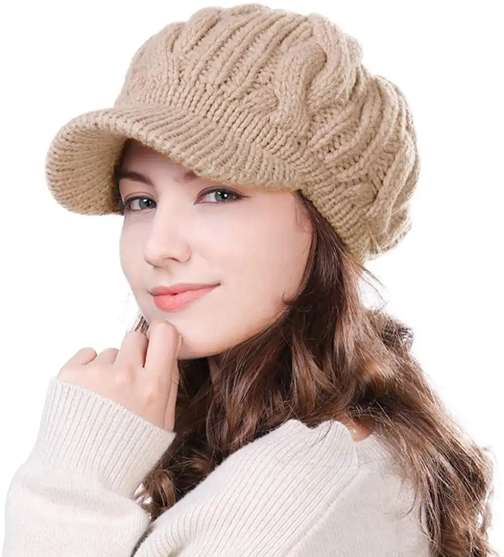 Womens beanie hat with visor Clearance