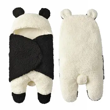 

Sleeping Bag Soft Cute Panda Plush Swaddling Baby Wrinkle Resistance Lightness Ventilation Blanket Wool Lamb Swaddle Wrap