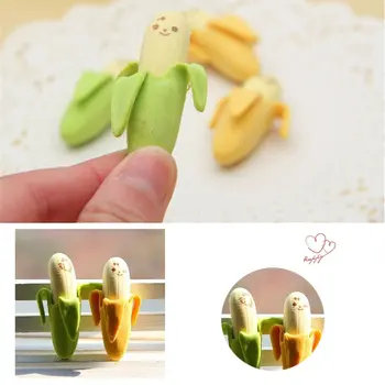 

Creative Cute 2pcs Banana Fruit Pencil Eraser Rubber Novelty Kids Student Learning Office Stationery