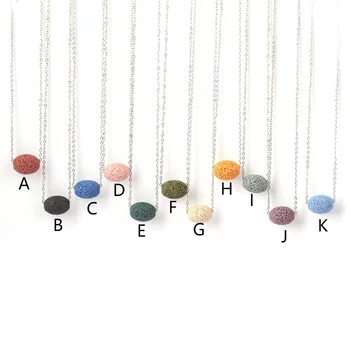 

10mm*15mm Oval Lava Stone Bead Essential Oil Diffuser Necklace Aromatherapy Volcanic stainless Steel Chain Collar Jewelry