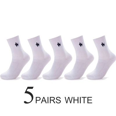 A 5 pairs white PIER POLO, носки, мужские хлопковые нарядные носки, брендовые новые деловые мужские носки, мужские носки высокого качества для отдыха, длинные носки в подарок, размер 39-44 - Цвет: A 5 pairs white