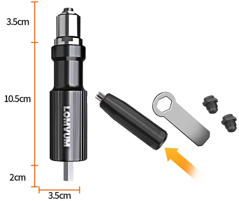 Электрический заклепочный гаечный пистолет для клепки, инструмент для дрели cordlessadapter, насадка, заклепанная пневматическая глухая заклепка, адаптер - Цвет: Оранжевый