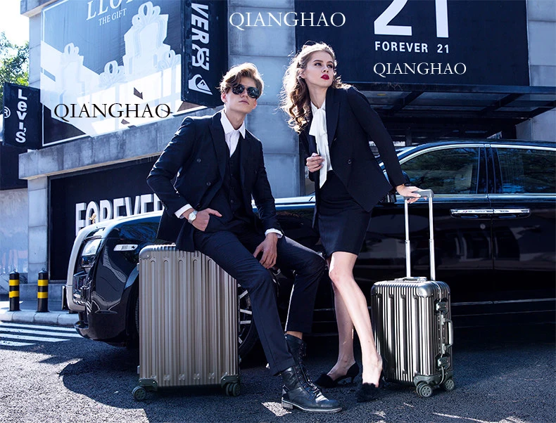Дизайнерский Алюминиевый Магниевый сплав чехол на колесиках мужской модный металлический чемодан на колесиках женский чехол для путешествий серебристый