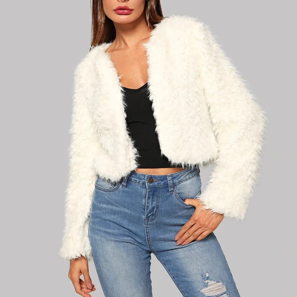 

Winter NEW Fashion Short Coat Droppship Women Girl Solid Open Stitch Long Sleeve Warm Tops Casual Coat Blouse Freeship 