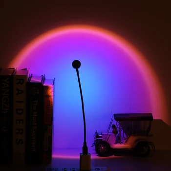 Rainbow Atmosphere Night Light Sunset Projection Lamp Sunrise Light For Bedroom Home Decora Background Wall Tiktok
