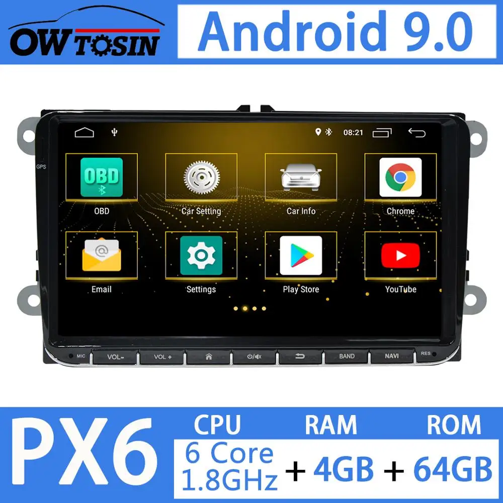 " Android 9,0 PX6 4 Гб+ 64 ГБ Автомобильный DVD gps радио плеер для VW Passat CC Polo GOLF 5 6 блок EOS T5 Sharan Jetta Tiguan Seat Altea