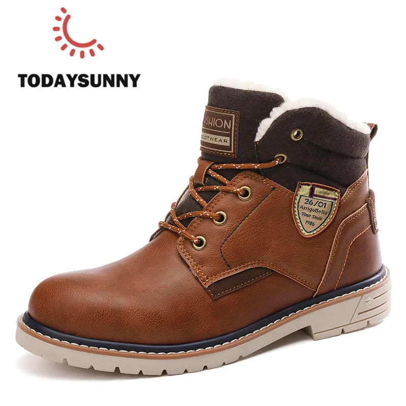 Winter Boots Men Genuine Leather Ankle Boots Martens Warm Plush Snow
Boots Men Outdoor Safety Work Boots Chaussure Homme 39-45
