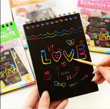 Caderno 4 cores scratch note pad preto papelão desenho esboço notas para crianças caderno brinquedo material escolar notebooks livro
