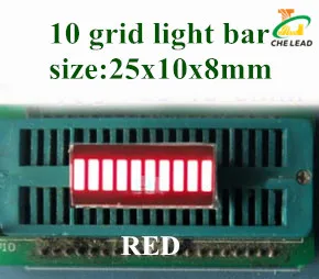 20pcs 25*10mm light bar 10 grid digital tube Red Green Blue Yellow White LED digital light bar 10 segment LED display