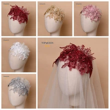 TOPQUEEN HP264 пять цветов Свадебный Цветок головная повязка Принцесса Корона девушки кружева вышивка украшение для прически невесты аксессуары для волос