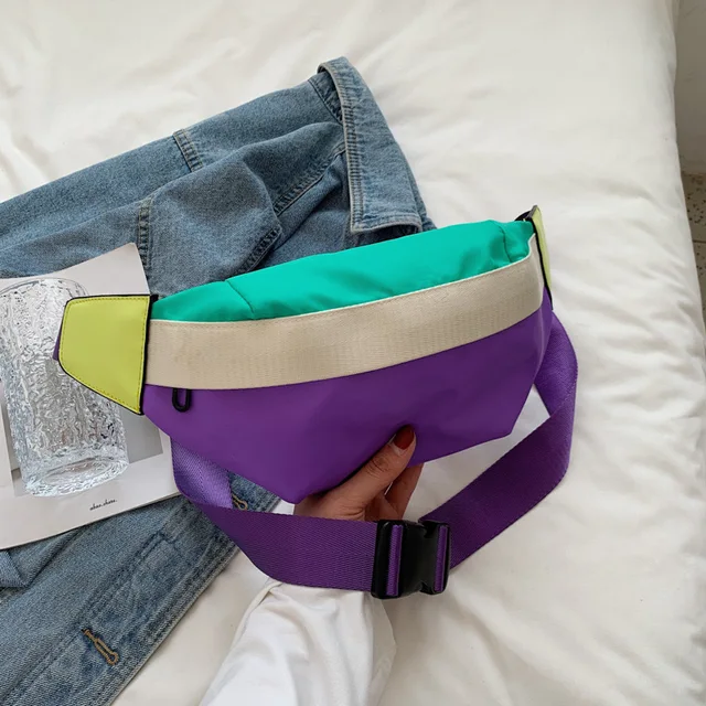 Nylon Women Waist Bag Sports Breast Bag 2021 New Versatile Fashion Contrast Color One-shoulder Cross-body Bag 4