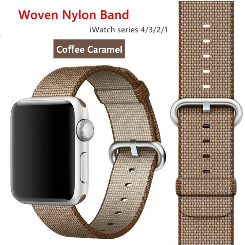 Нейлоновый ремешок для Apple Watch 44 мм 40 мм iWatch 38 мм 42 мм спортивный тканевый браслет для часов Apple watch 5 4 3 2 1 38 - Цвет ремешка: coffee