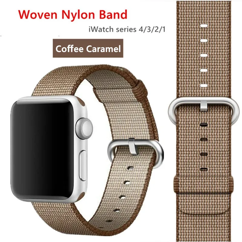 coffee Нейлоновый ремешок для Apple Watch 44 мм 40 мм iWatch 38 мм 42 мм спортивный тканевый браслет для часов Apple watch 5 4 3 2 1 38 - Цвет ремешка: coffee