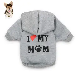 Футболки с надписью «I Love My Mom Классическая теплая одежда с принтом в виде собак Щенок Одежда для домашних животных, котов; свитер; куртка для