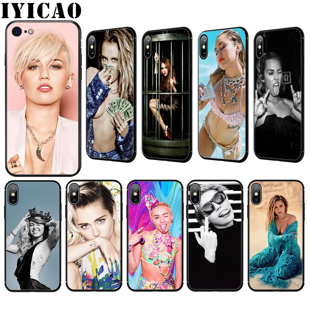 

Miley Cyrus Singer Cool Silicone Soft Case for iPhone 11 Pro Max XR X XS Max 8 7 6 6S Plus 5 5S SE Cover