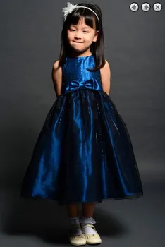 

free shipping flower girl dresses for weddings 2016 royal blue party gowns communion kids christmas pageant dresses for girls