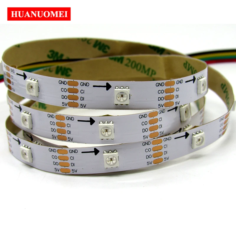 1 м 5 в 30 светодиодный s APA107 Программируемый RGB светодиодный светильник APA102 5050 SMD цифровая гибкая лента, 5 м/рулон, белая печатная плата, не Водонепроницаемая IP20